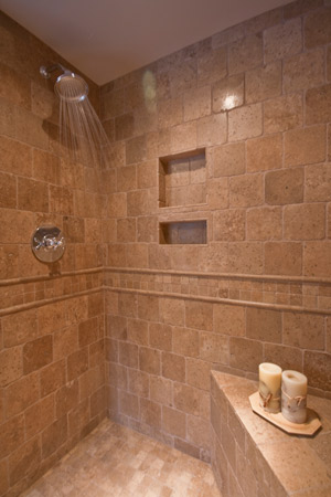 Corner bench shower