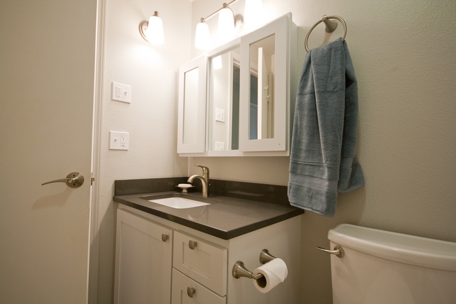 Vanity area with extra sconce lighting