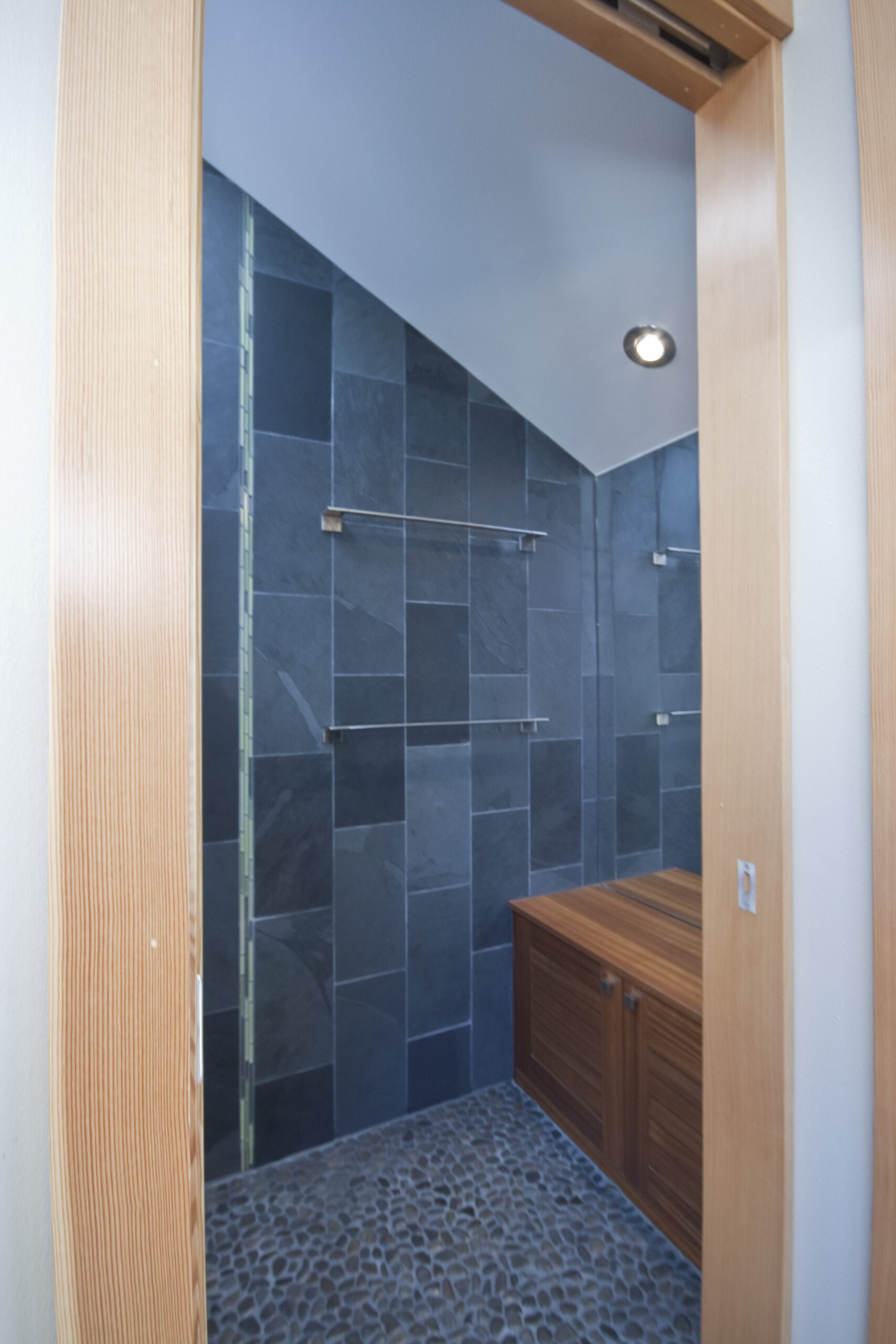 Pebble tile shower room