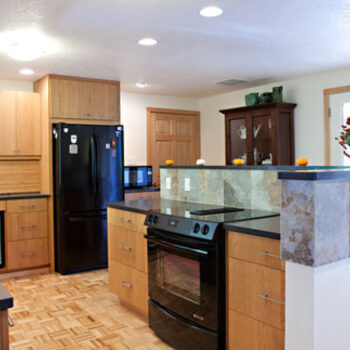 Cherry slab front kitchen