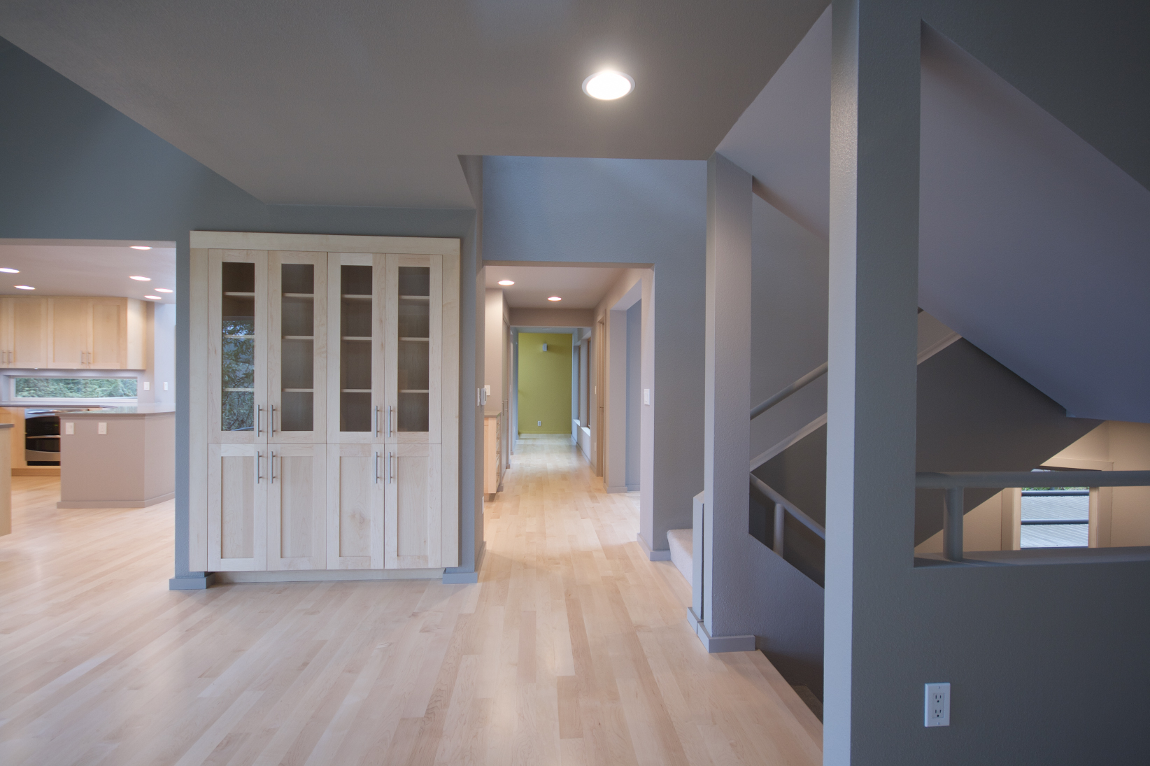 Dining room with recessed sideboard display cabinet