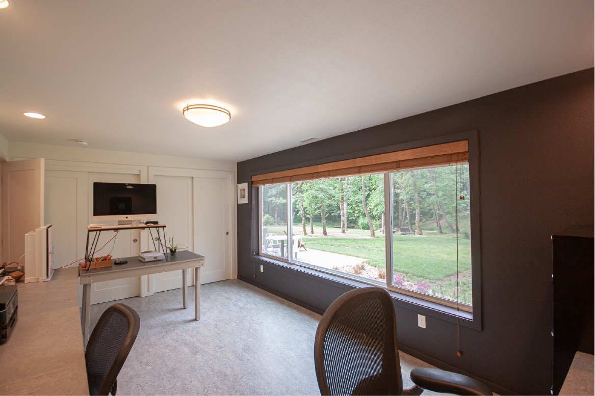 super wide window in home office