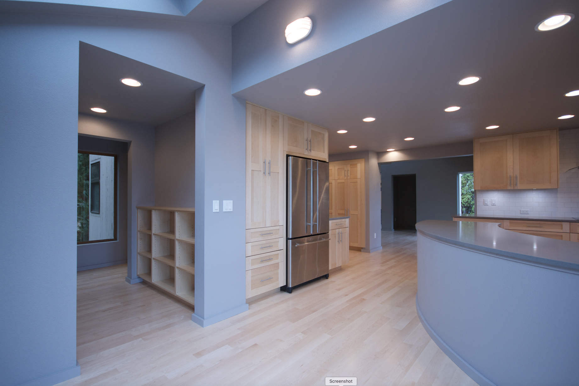 Kitchen with cookbook shelves