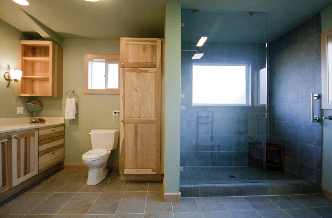 Large doorless shower with big window