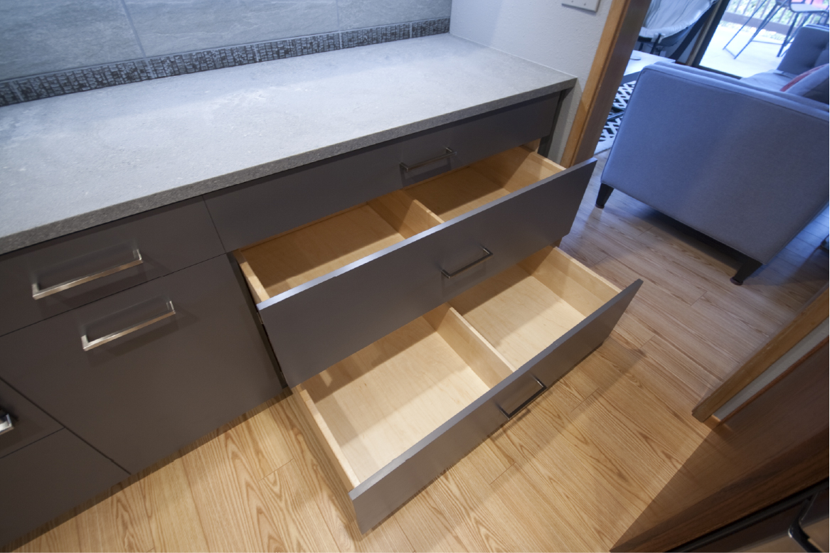 Big kitchen base cabinet drawers with internal divider