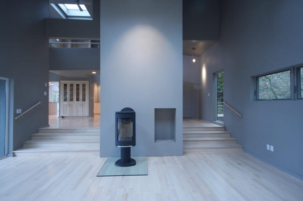 wood stove with glass hearth