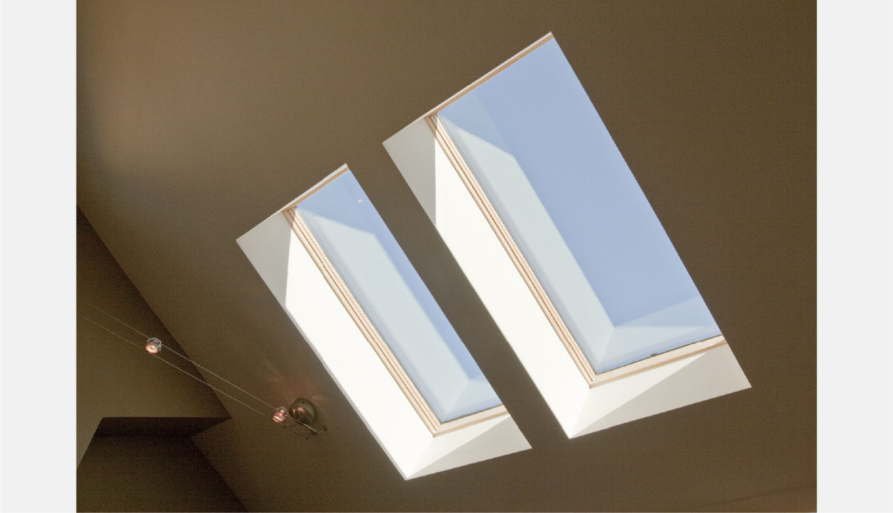 Double skylights in vault