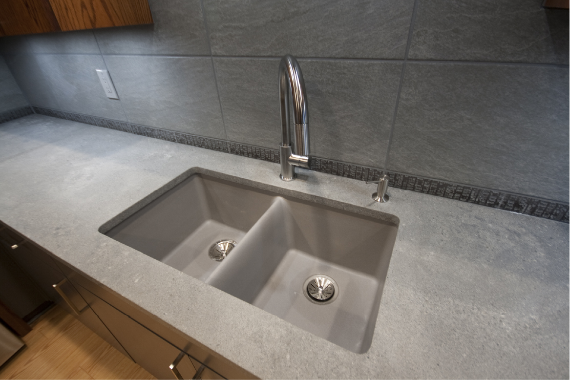 Undermount gray composite kitchen sink