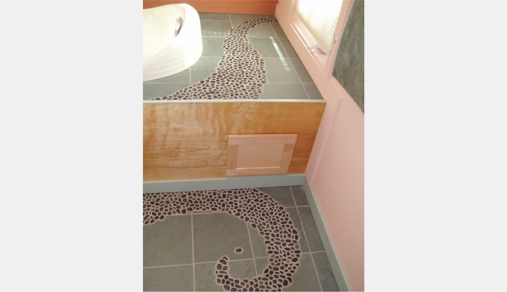 pebble tile swirl in green slate
