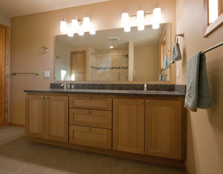 quarter-sawn white oak vanity bath remodel