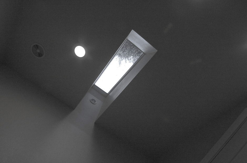 The view is up! Skylight in bathroom remodel.