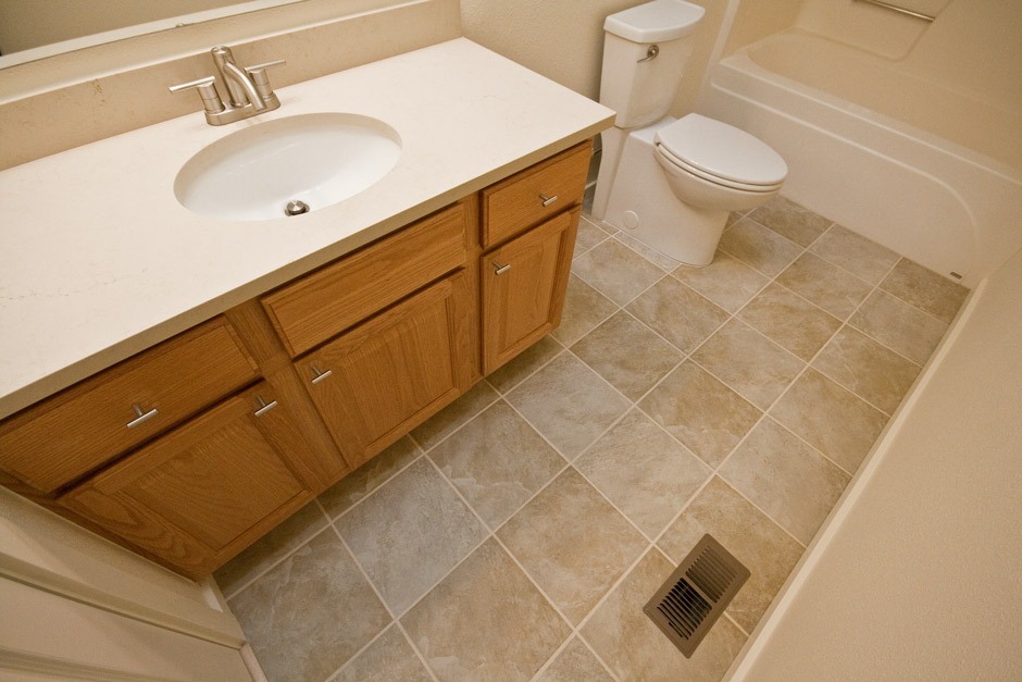 Oak and tile bathroom remodel transformation
